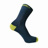 DexShell Waterproof Ultra Thin Crew Socks - Navy & Lime Yellow